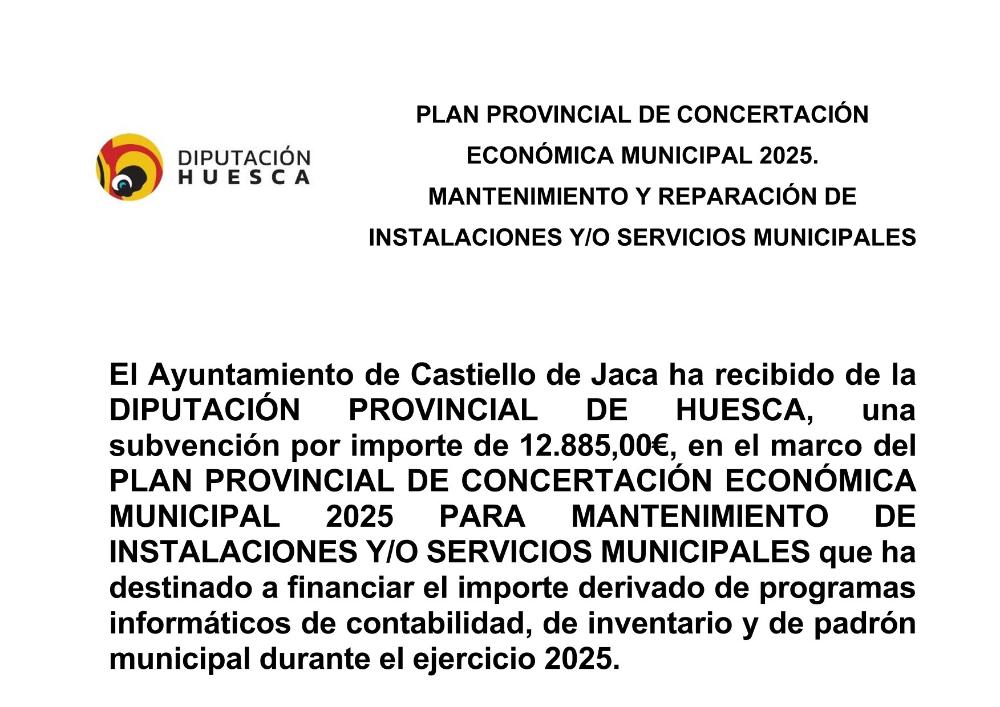 Imagen Financiación del Plan Plan Provincial de Concertación Económica Municipal para 2025. Mantenimiento y reparación instalaciones y servicios municipales de Diputación Provincial.